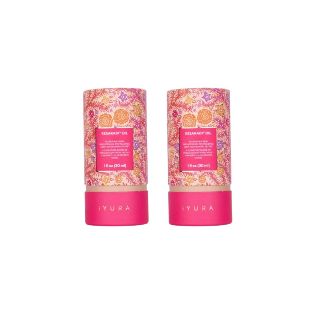Kesaradi Daily Glow Oil - iYURA - Face Oil Moisturizer for Dry Skin or Sensitive Skin - Natural Skincare for Glowing Skin with Saffron, Rose, Turmeric - 30mL - Pack of 2