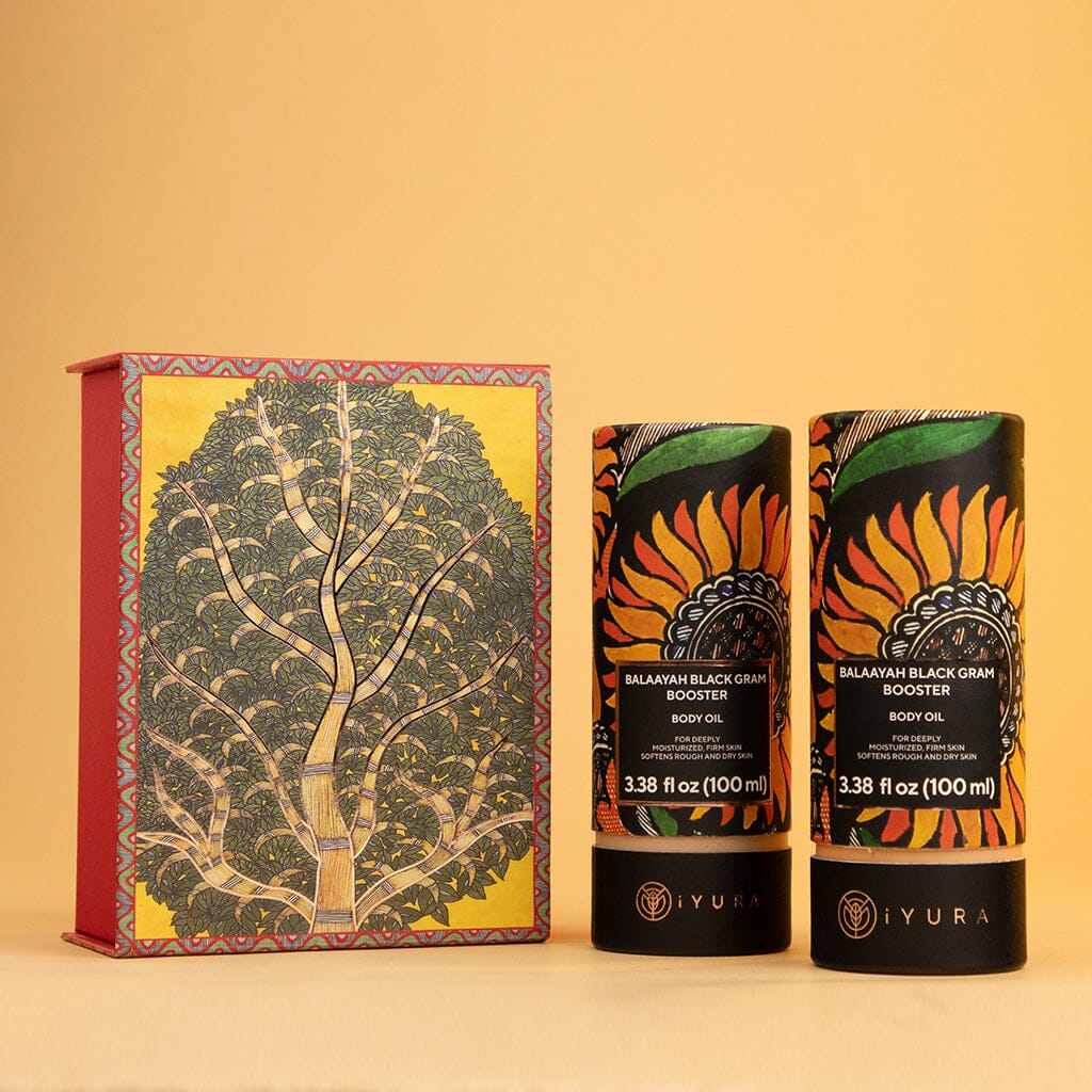 Balaayah Black Gram Body Booster - For Dry, Saggy, Crepey, Mature Skin - Pack of 2 Body Oil iYURA
