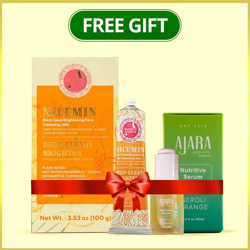 BLACK FRIDAY FREE GIFT: Brightness Booster Duo - Full-Sizes of Nicumin Black Seed Brightening Face Cleansing Jelly & Neroli Orange Nutritive Serum worth $70 USD! singleton_gift The Ayurveda Experience