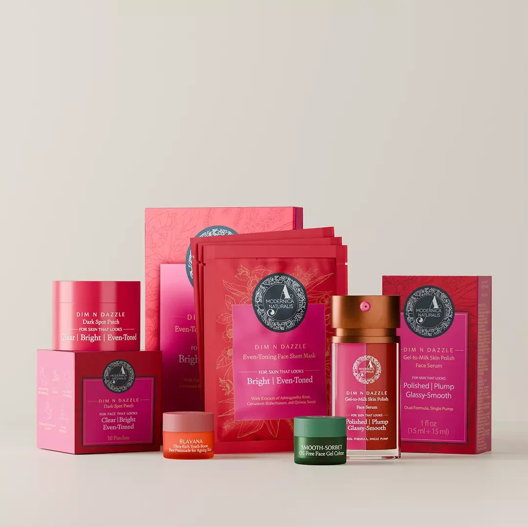 Dim N Dazzle Complete Even-Tone and Glow Trio Beauty set A Modernica Naturalis