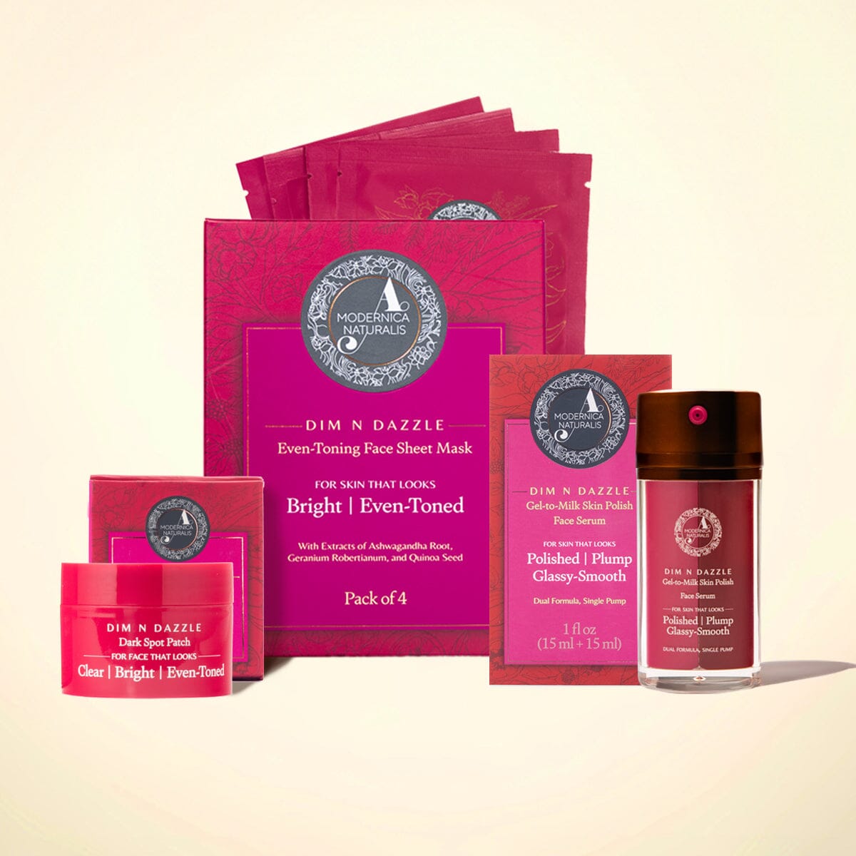 Dim N Dazzle Complete Even-Tone & Glow Trio Serum A Modernica Naturalis