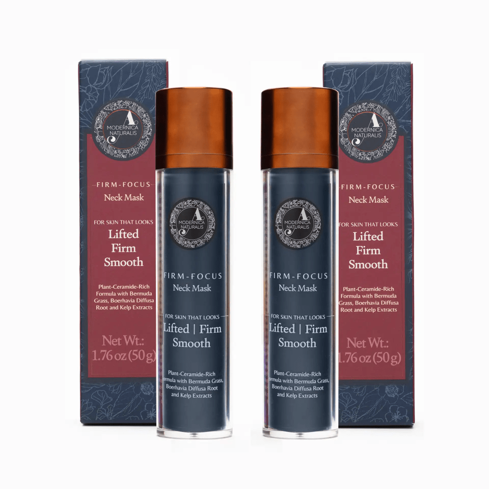 Firm-Focus Neck Mask - Lifts, Firms, Smooths the look of Loose, Saggy Skin on the Neck, Jaw, Chin & Upper Chest - Focused Neck Firming Action with Phyto-Ceramides and Water Lily - Best Firming Neck Mask - Pack of 2 Neck Mask A Modernica Naturalis