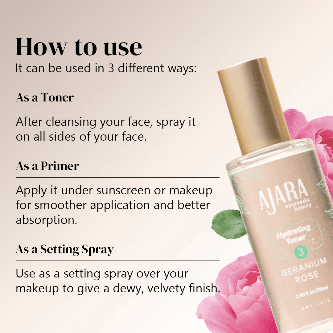 Geranium Rose Hydrating Toner - Hydrating, Moisturizing, and Cooling Toner Ajara