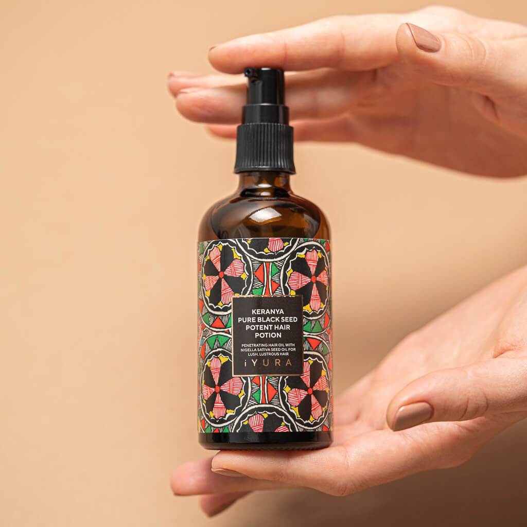 Keranya Pure Black Seed Potent Hair Potion - With FREE Neem Wood Comb Hair Oil iYURA