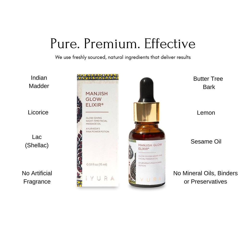 Manjish Glow Elixir - 15 ml Night-time face oil iyura