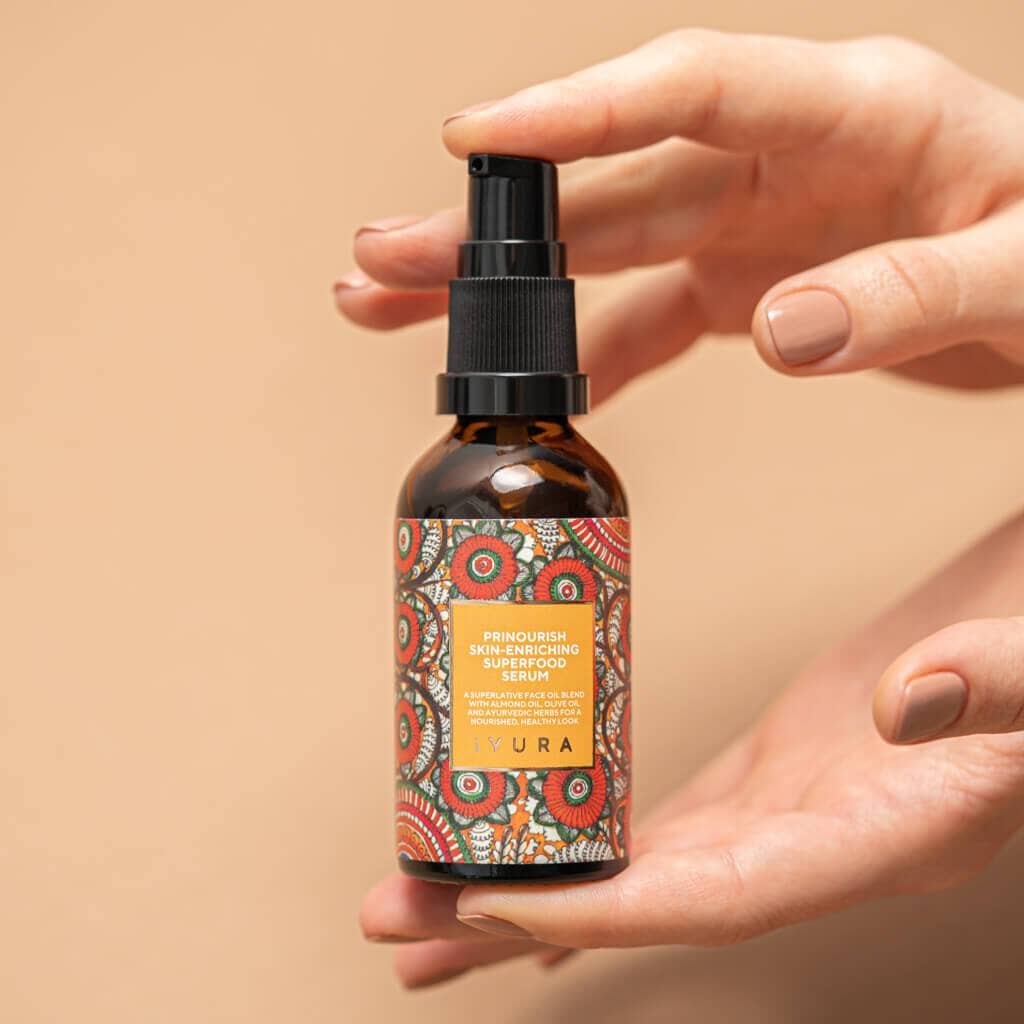 Prinourish Skin-Enriching Superfood Serum - With Almond Oil, Olive Oil, Turmeric, Mango and More Ayurvedic Herbs - Pick your size Face oil iYURA