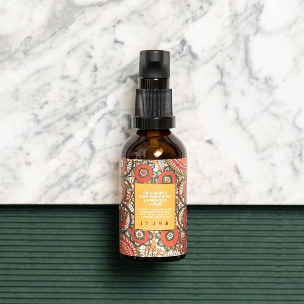 Prinourish Skin-Enriching Superfood Serum - With Almond Oil, Olive Oil, Turmeric, Mango and More Ayurvedic Herbs - Pick your size Face oil iYURA