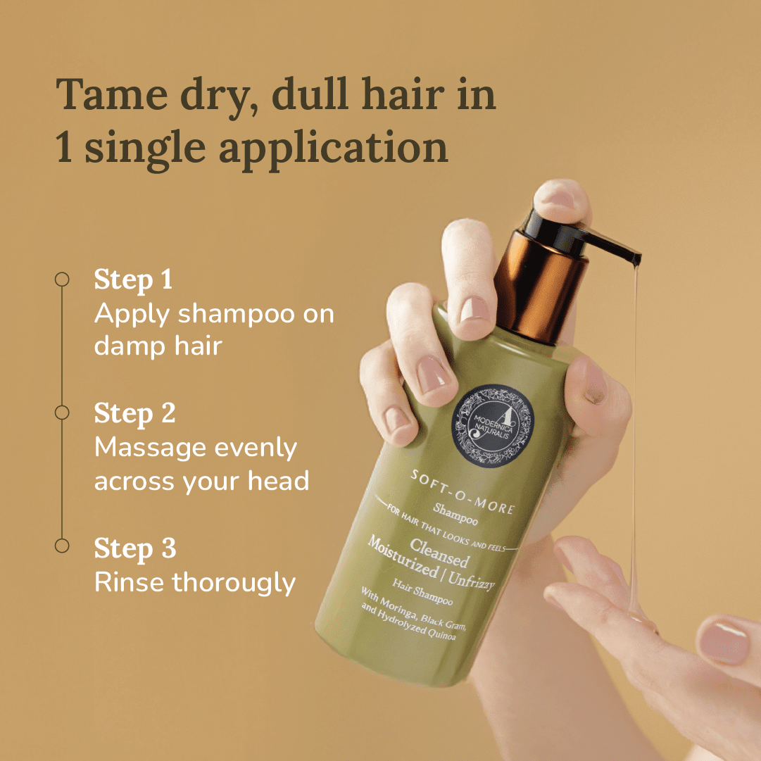 Soft-O-More Shampoo – Cleanses, Moisturizes, Unfrizzes the look of Dry, Dull, Damaged or Aging Hair – Ultra-Hydrating Formula with Moringa, Gotu Kola and Black Gram – Best Shampoo For Damaged, Frizzy Hair Hair Shampoo A Modernica Naturalis