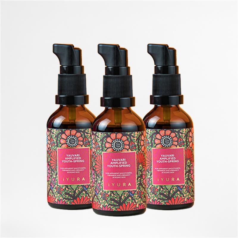 Yauvari Amplified Youth Spring - Face Moisturizing Oil - With Black Gram - Neck-Face-Décolleté Protein-Serum - Pack of 3 Face oil iYURA