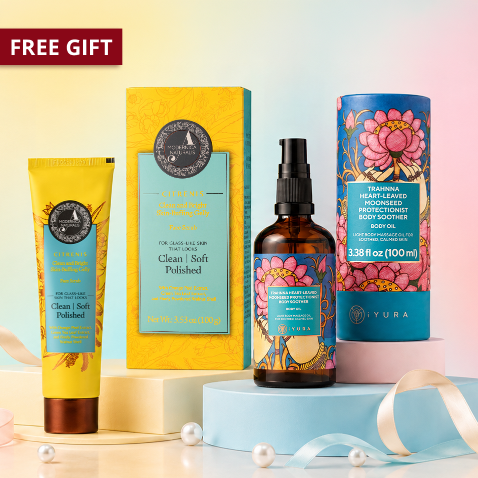 SEASON OF AYURVEDA: Soothe & Soft Duo - Full-Sizes of Citrenis Clean and Bright Skin-Buffing Gelly & Trahnna Heart-Leaved Moonseed Protectionist Body Soother Oil worth $102 CAD!