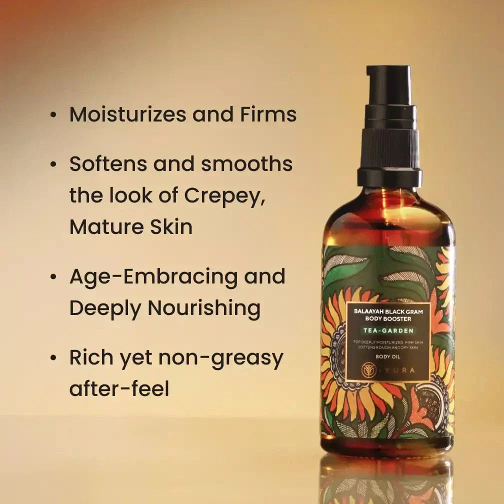 Balaayah Black Gram Body Booster: Tea-Garden Blend - Body Oil for Dry, Saggy Skin Body Oil iYURA 