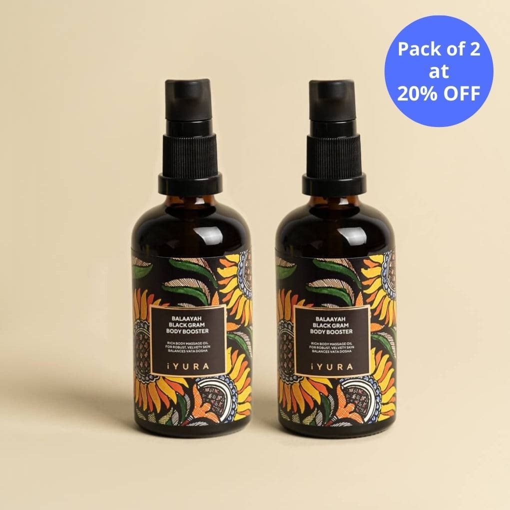 Balaayah Black Gram Body Booster -With the Richness of Black Gram &amp; Himalayan Salt Body Oil iYURA 2 bottles of 3.38 fl oz (100 ml) at 20% OFF 