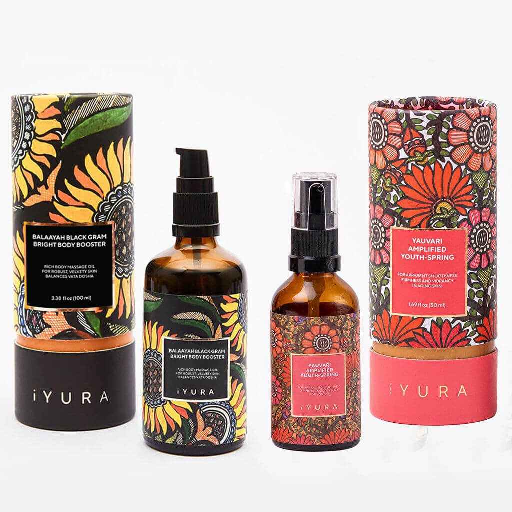 Black Gram Face &amp; Body Duo - With Yauvari Amplified Youth Spring and Balaayah Black Gram Bright Body Booster Beauty set iYURA 