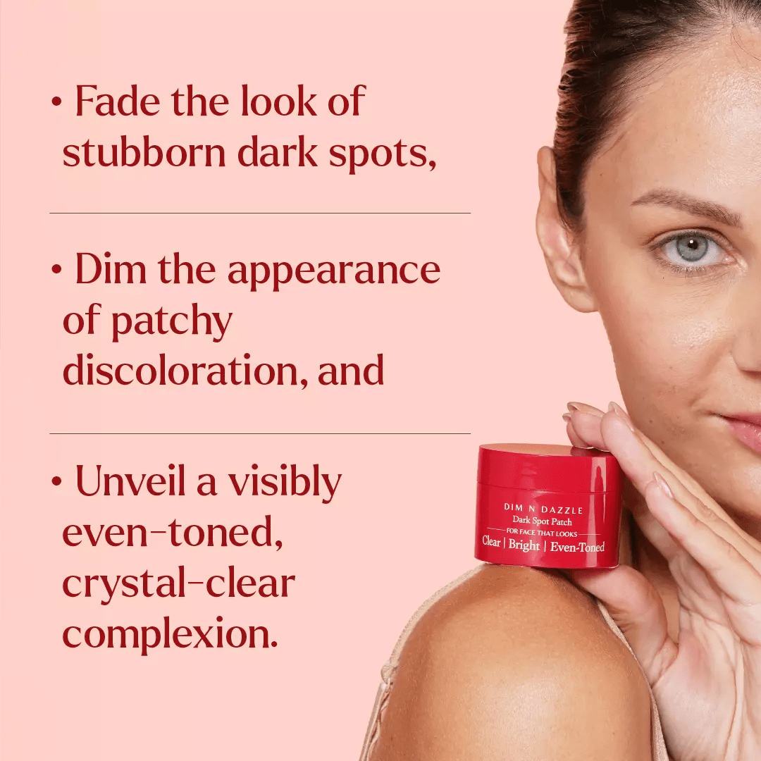 Dim N Dazzle Dark Spot Patch – Even-Tones and Brightens the look of Dark spots, Dry, Patchy Skin - Powered with East Indian Globe Thistle &amp; Arjun Tree Bark– Best Dark Spot Patch for Crystal-Clear Complexion The Ayurveda Experience 
