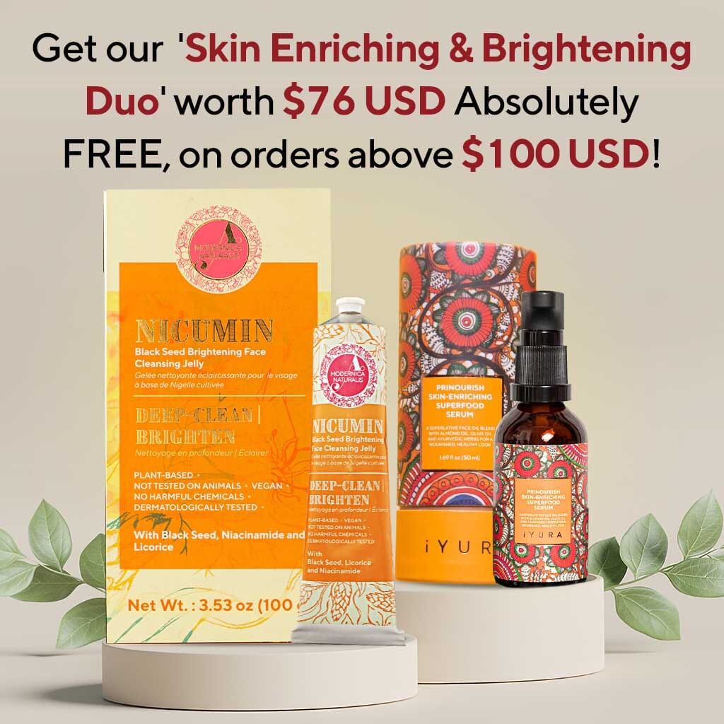 FREE SEASON OF AYURVEDA GIFT: Skin Enriching and Brightening Duo - Full-Sizes of Prinourish Skin Enriching Superfood Serum & Nicumin Black Seed Brightening Face Cleansing Jelly worth $76! singleton_gift The Ayurveda Experience 