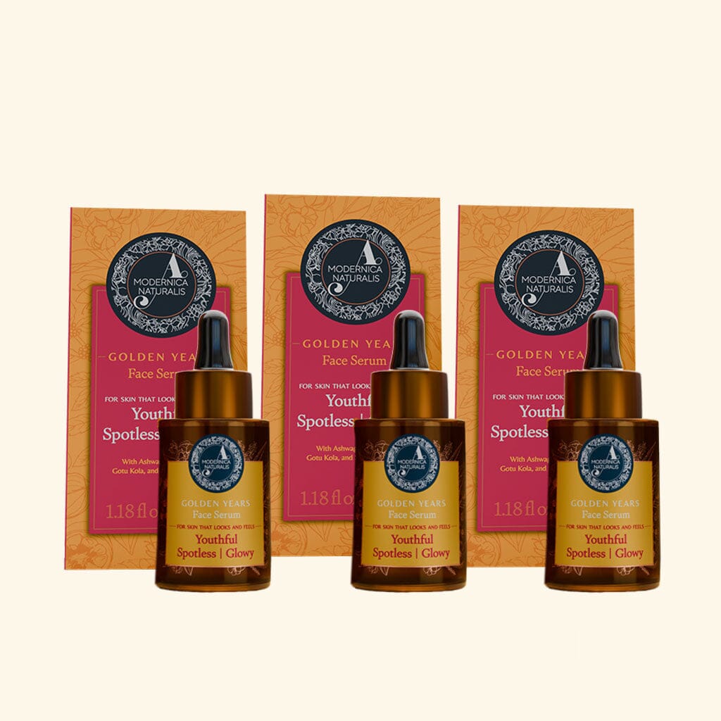 Golden Years - An Ayurvedic Gem to Reduce Age Spots, Clear Complexion & Unwrinkled-Appearance - Pack of 3 Face Serum A Modernica Naturalis 