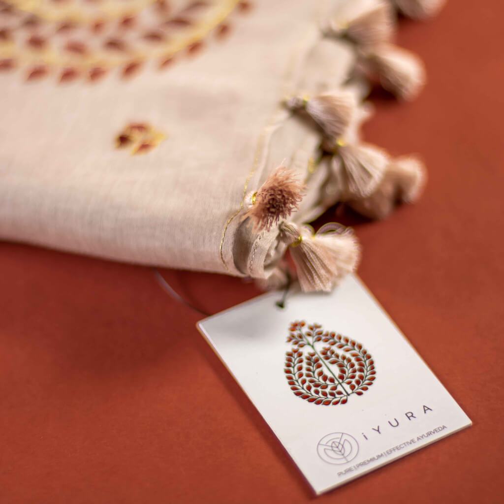 iYURA's Manjish Glow Chanderi Scarf with Zari Embroidery singleton_gift The Ayurveda Experience 